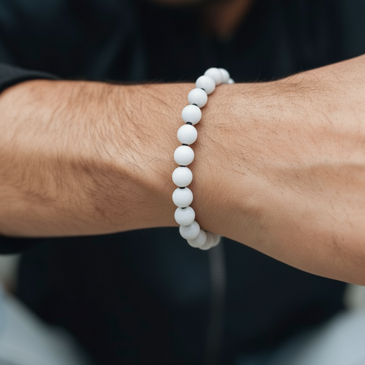 Zen Aura Beaded Bracelet (White & Black)
