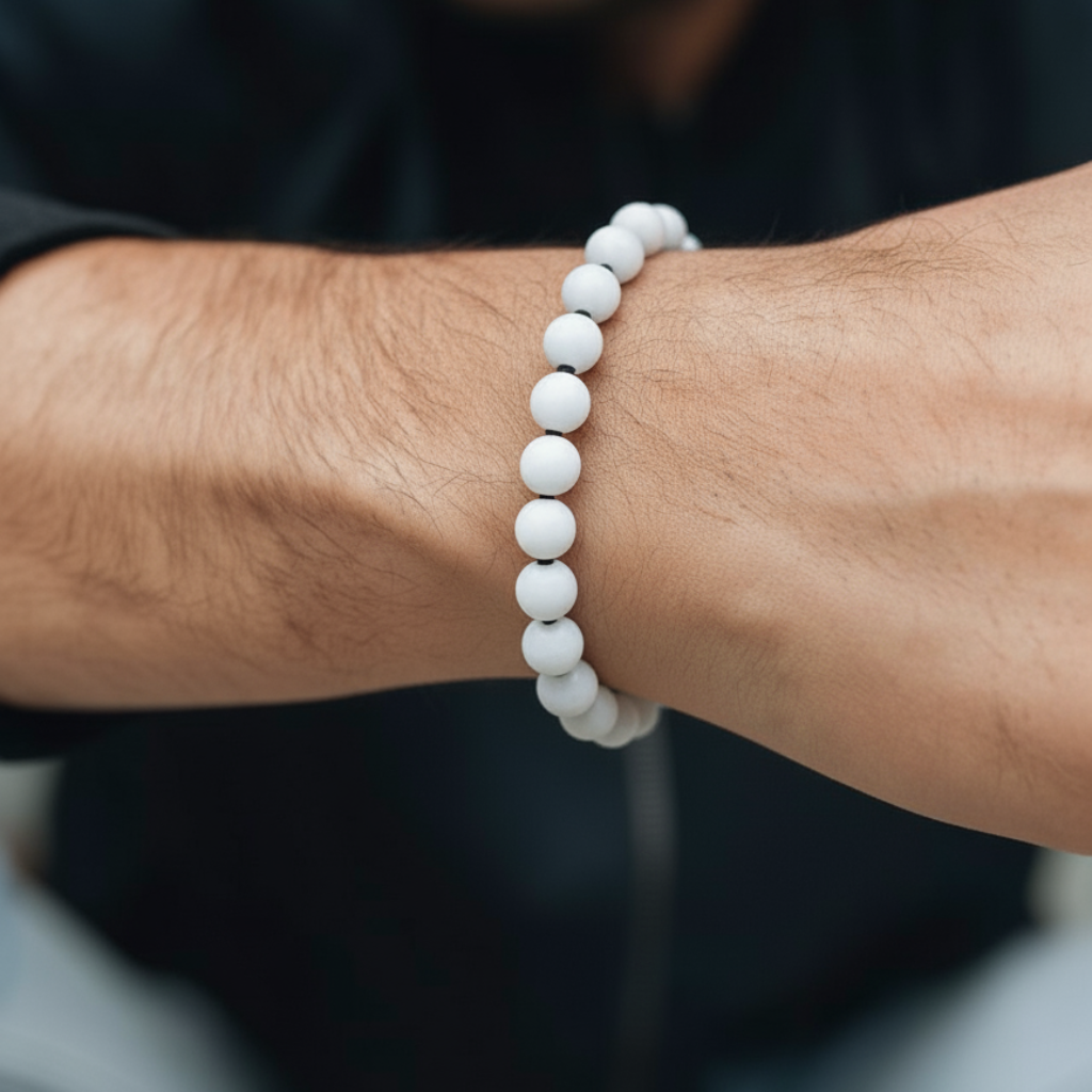 Zen Aura Beaded Bracelet (White & Black)