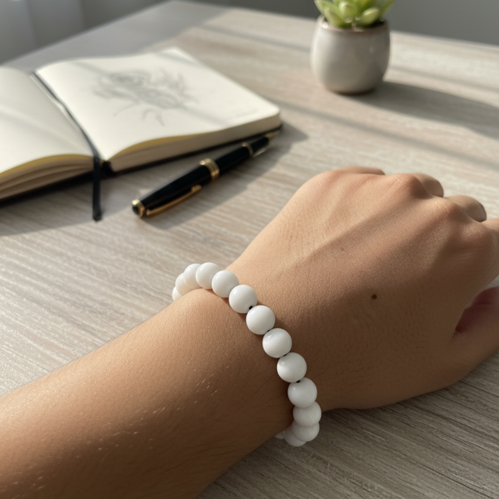 Zen Aura Beaded Bracelet (White & Black)