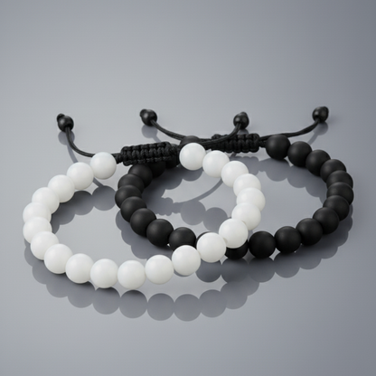 Zen Aura Beaded Bracelet (White & Black)